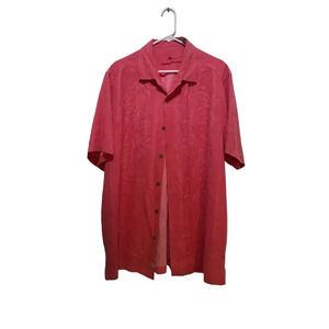 Tommy Bahama Red Floral Button-Down Silk Hawaiian Shirt Size XLT